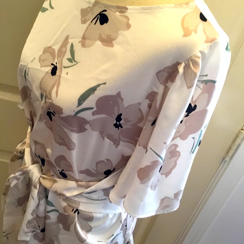 LOFT Floral Tie-waist Blouse